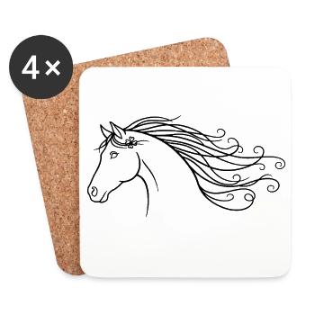 Cheval de cheval de cheval à silhouette minimaliste - Dessous de verre (lot de 4) - blanc - Devant