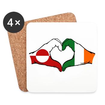 Greenland Ireland Flag Hands Heart Shape - Coasters (set of 4) - white - Front