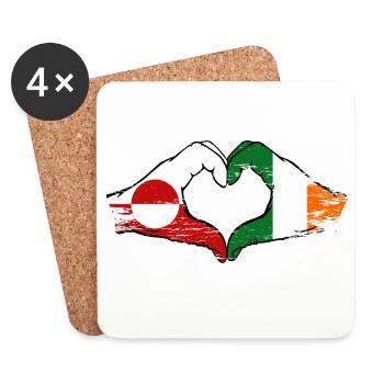 Greenland Ireland Flag Hands Heart Shape Used - Coasters (set of 4) - white - Front