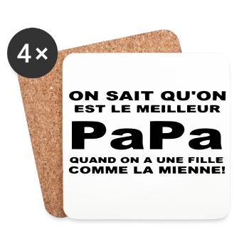Meilleur papa - Dessous de verre (lot de 4) - blanc - Devant