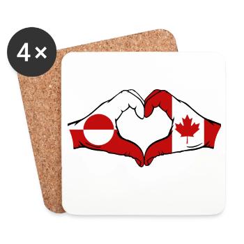 Greenland Canada Flag Hands Heart Shape - Coasters (set of 4) - white - Front