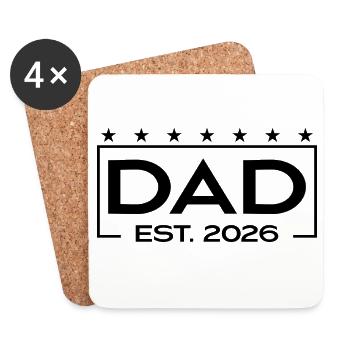 Papa 2026 Loading – Est. 2026 Design für Väter - Untersetzer (4er-Set) - Weiß - Vorne
