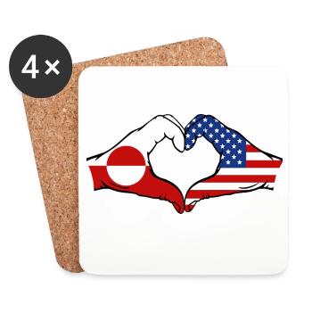 Greenland USA Flag Hands Heart Shape - Coasters (set of 4) - white - Front