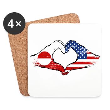 Greenland USA Flag Hands Heart Shape Used - Coasters (set of 4) - white - Front