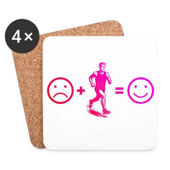 Puristisches Running Thema - Untersetzer (4er-Set) - Weiß - Vorne
