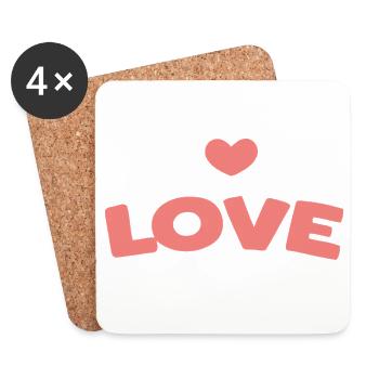 Pastel Love: Heart Lettering - Coasters (set of 4) - white - Front