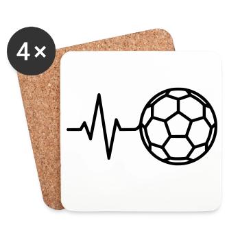 Soccer, battement de cœur, ECG, pouls, amour - Dessous de verre (lot de 4) - blanc - Devant