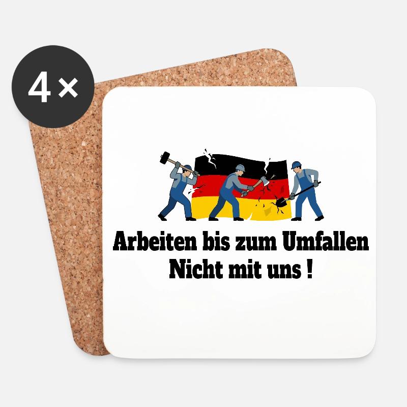 Arbeiten bis zum Umfallen - Untersetzer (4er-Set) - Weiß