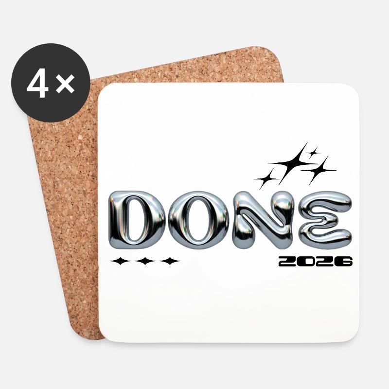 Chrome Blasenbuchstaben DONE - Untersetzer (4er-Set) - Weiß