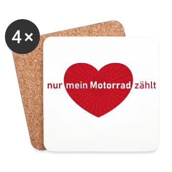 Nur mein Motorrad zählt Herz - Untersetzer (4er-Set) - Weiß - Vorne