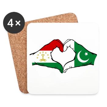 Tajikistan Pakistan Flagge Herzform - Untersetzer (4er-Set) - Weiß - Vorne