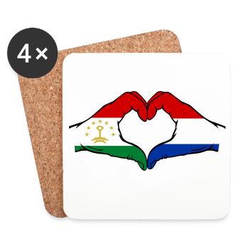 Tadschikistan Holland Flagge Hände Herzform - Untersetzer (4er-Set) - Weiß - Vorne