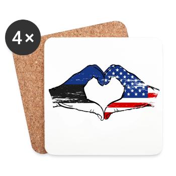 Drapeaux du cœur des États-Unis d’Estonie - Dessous de verre (lot de 4) - blanc - Devant