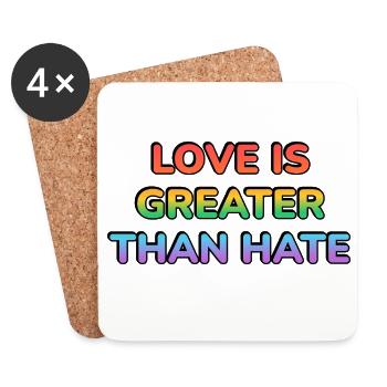 Liebe ist größer als Hass Regenbogen - Untersetzer (4er-Set) - Weiß - Vorne