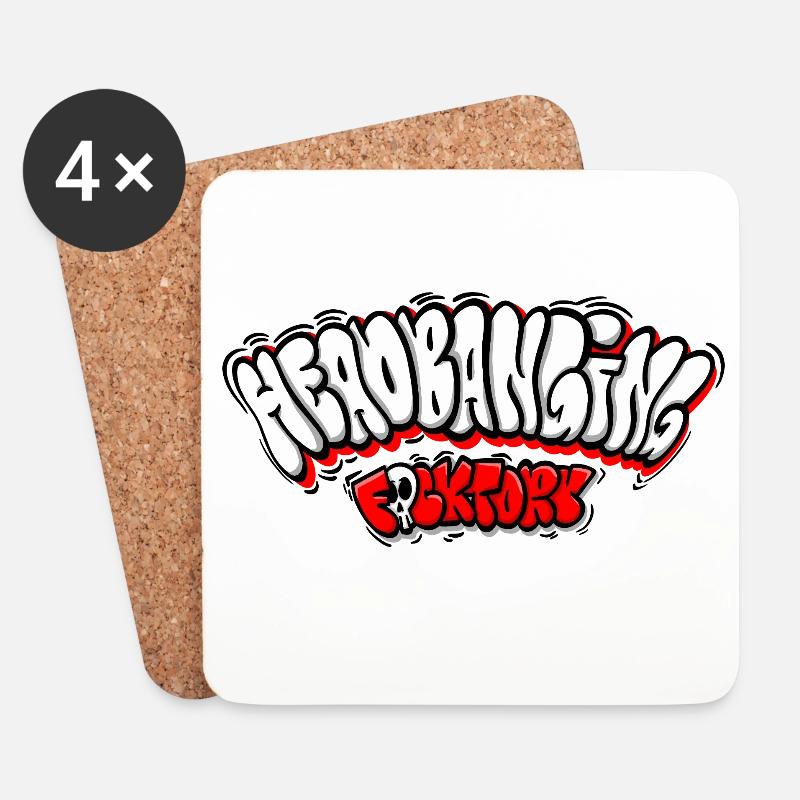 Graffiti sur le réseau de headbanging - Dessous de verre (lot de 4) - blanc