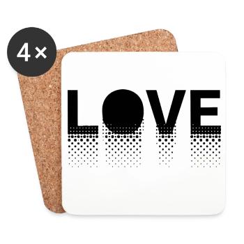 Love in dots on black background - Coasters (set of 4) - white - Front