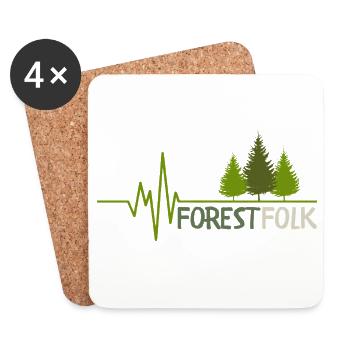 Forest Folk Logo mit Herzschlag - Untersetzer (4er-Set) - Weiß - Vorne