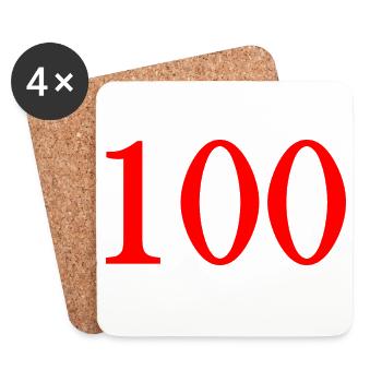 100. 100 ANS. 100e ANNIVERSAIRE. ANNIVERSAIRE 100  - Dessous de verre (lot de 4) - blanc - Devant