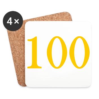 100. 100 ANS. 100e ANNIVERSAIRE. ANNIVERSAIRE 100 - Dessous de verre (lot de 4) - blanc - Devant