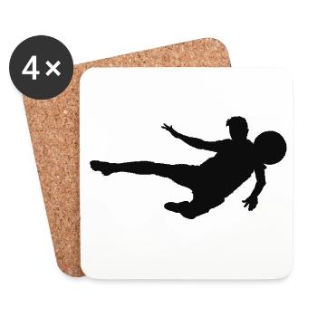 Football Silhouette – Action Kick - Dessous de verre (lot de 4) - blanc - Devant