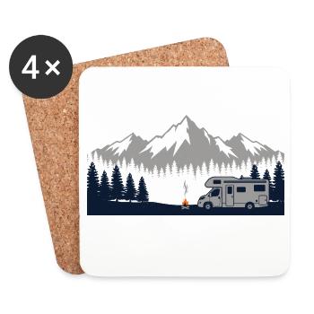 Chemise de camping pour camping-car - Dessous de verre (lot de 4) - blanc - Devant