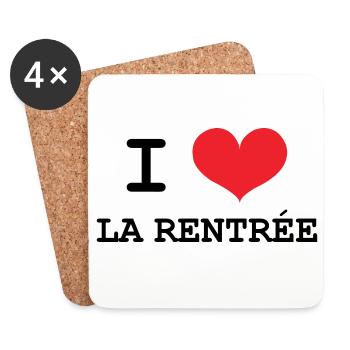 J'aime la Rentrée : Motif Scolaire Sortie de Class - Dessous de verre (lot de 4) - blanc - Devant