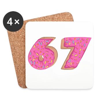 67 - Soixante-sept Numéro 67 Donut I-ce Cream Meme - Dessous de verre (lot de 4) - blanc - Devant