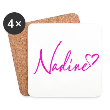 Nadine Signatur Neon Pink - Untersetzer (4er-Set) - Weiß - Vorne