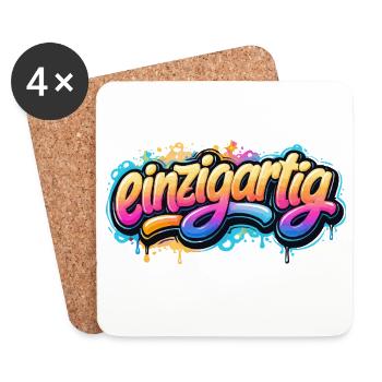 Einzigartig Graffiti Schriftzug - Untersetzer (4er-Set) - Weiß - Vorne