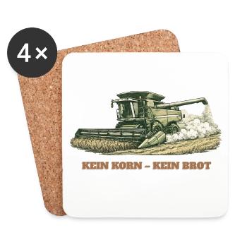 Kein Korn – Kein Brot Landwirtschaftsmotiv - Untersetzer (4er-Set) - Weiß - Vorne
