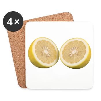 Lemon Vegan Citrus Lemon Half, Shirt, Hoodie - Coasters (set of 4) - white - Front