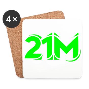 Symbole crypto de 21 millions pour les fans de Bitcoin - Dessous de verre (lot de 4) - blanc - Devant
