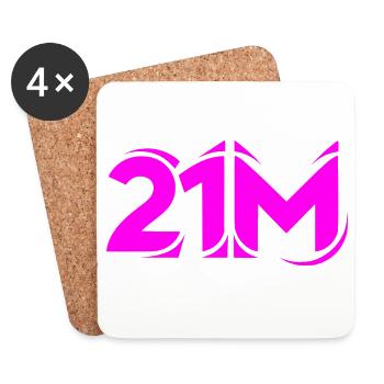 21M Bitcoin Supply Crypto Design21 Limit Millionen - Untersetzer (4er-Set) - Weiß - Vorne