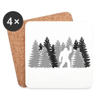 Rocher de Bigfoot sur la forêt de yétis du signe Sasquatch - Dessous de verre (lot de 4) - blanc - Devant
