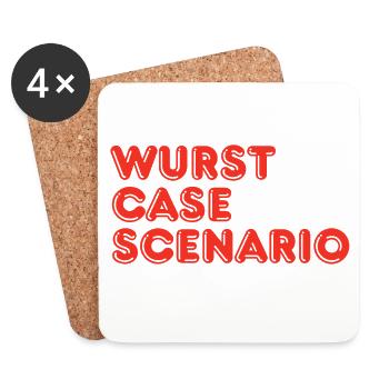 Scénario de cas de Wurst Jeu de mots drôle de barbecue à la saucisse - Dessous de verre (lot de 4) - blanc - Devant