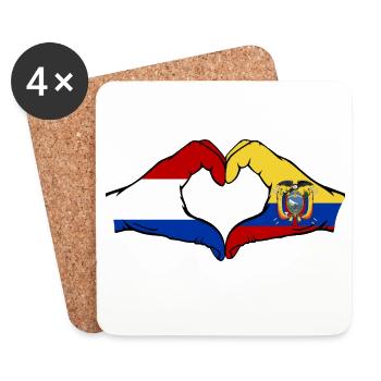 Cœur du drapeau Holland Équateur - Dessous de verre (lot de 4) - blanc - Devant