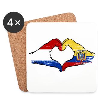 Cœur du drapeau de Hollande-Équateur utilisé - Dessous de verre (lot de 4) - blanc - Devant