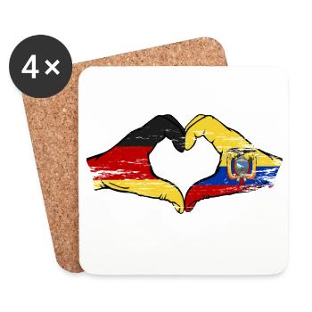 Germany Ecuador flag heart used - Coasters (set of 4) - white - Front