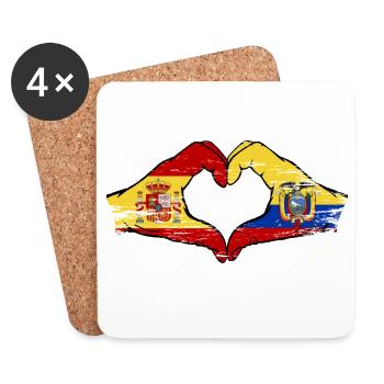 Cœur du drapeau espagnol de l’Équateur utilisé - Dessous de verre (lot de 4) - blanc - Devant