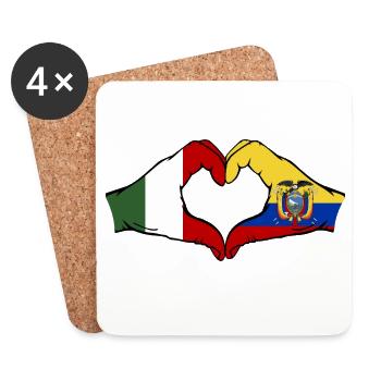 Italien Ecuador Flagge Herz - Untersetzer (4er-Set) - Weiß - Vorne