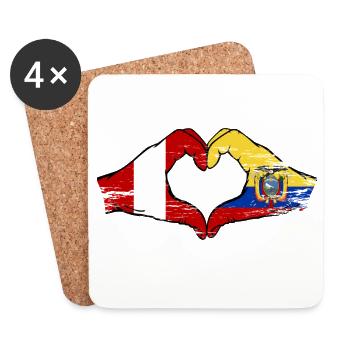 Peru Ecuador Flags Heart Used - Coasters (set of 4) - white - Front