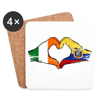 Cœur du drapeau de l’Irlande et de l’Équateur utilisé - Dessous de verre (lot de 4) - blanc - Devant