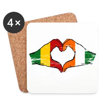 Mali Côte d’Ivoire Drapeau Mains Cœur - Dessous de verre (lot de 4) - blanc - Devant