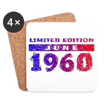 66th Birthday Limited Edition 06/1960 - Coasters (set of 4) - white - Front