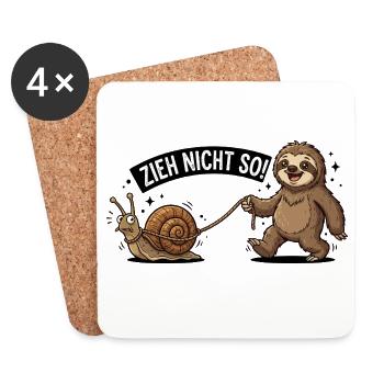 Zieh Nicht So Sloth Snail Funny German Animal  - Untersetzer (4er-Set) - Weiß - Vorne