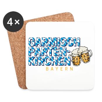 Garmisch Partenkirchen in Bayern Bier Design - Untersetzer (4er-Set) - Weiß - Vorne