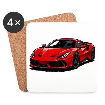 Red supercar illustration - Coasters (set of 4) - white - Front
