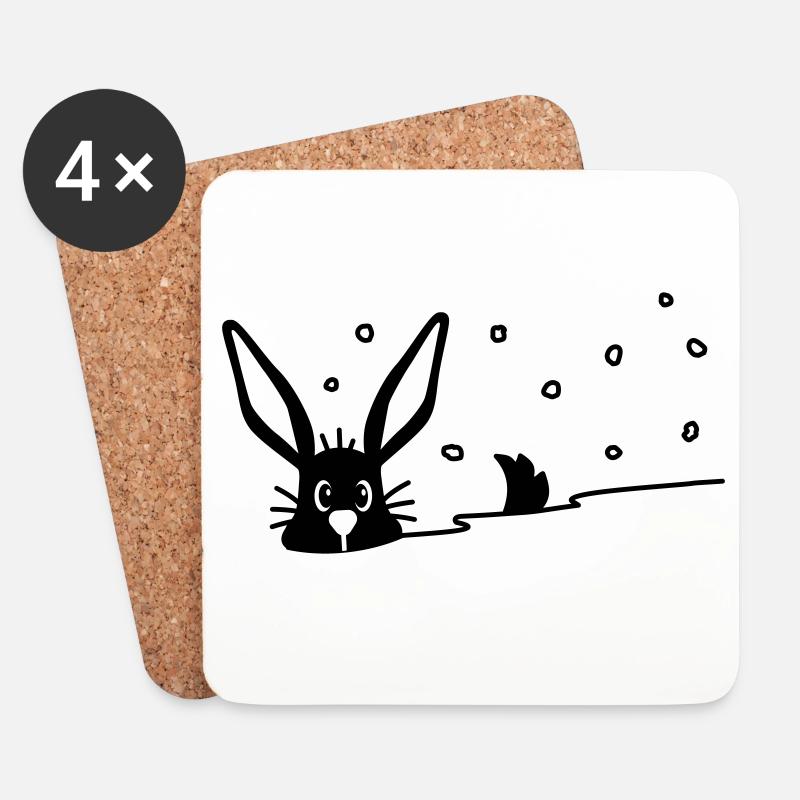 Niedlicher Hase im Schnee - Untersetzer (4er-Set) - Weiß