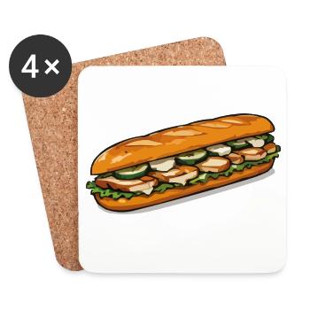 Colorful baguette sandwich - Coasters (set of 4) - white - Front