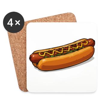 Crisp hot dog illustration - Coasters (set of 4) - white - Front